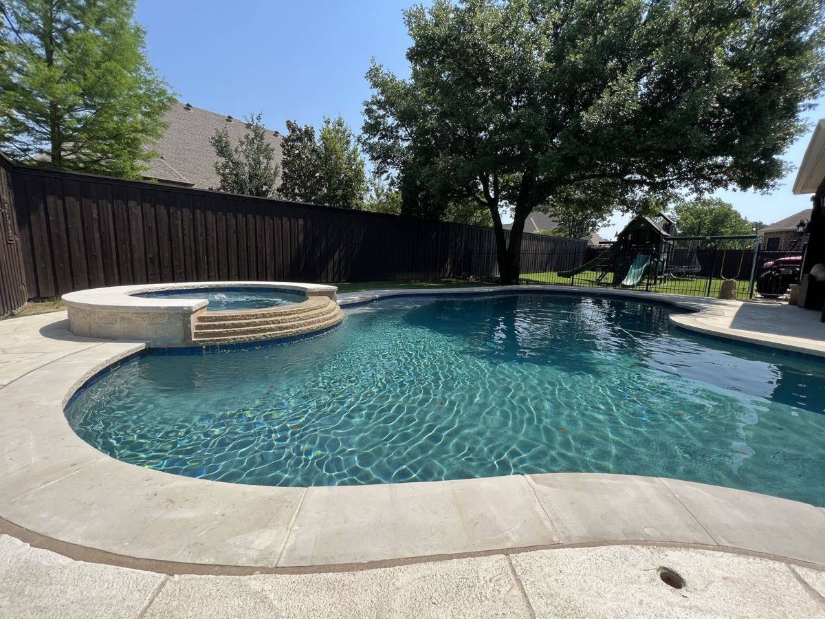 Highland Village backyard pool and spa