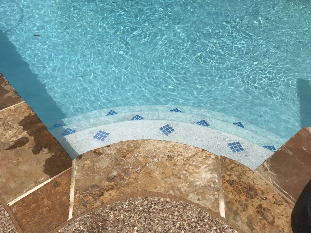 Waterline pool tile detail after professional tile cleaning